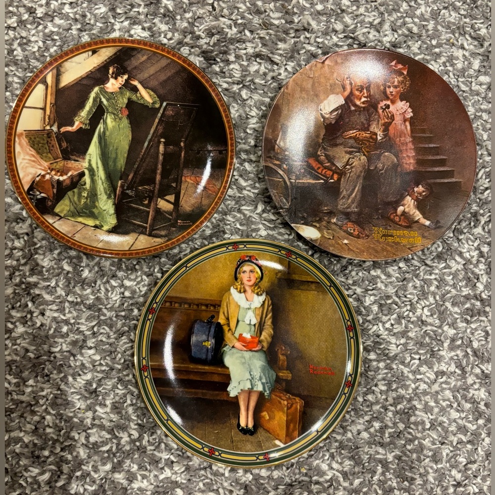 Norman Rockwell plates, set of 3 plates